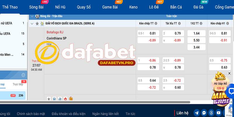 Kèo cược thể thao tại Dafabet phong phú, tỷ lệ cược cao